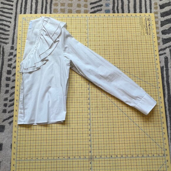 The Shirt Amalia ruffle neck white ruffle button up sz S - Picture 12 of 14